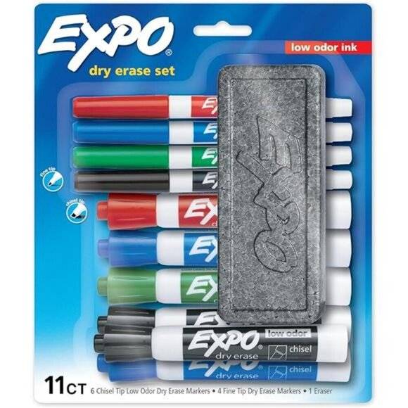 Dry Erase Markers Set Mixed Tip White Board Markers with Eraser Assorted Colors - Picture 6 of 6